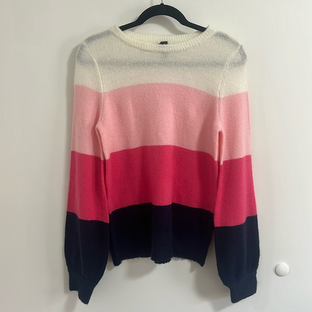 White, Pink and Blue Stripped Sweater